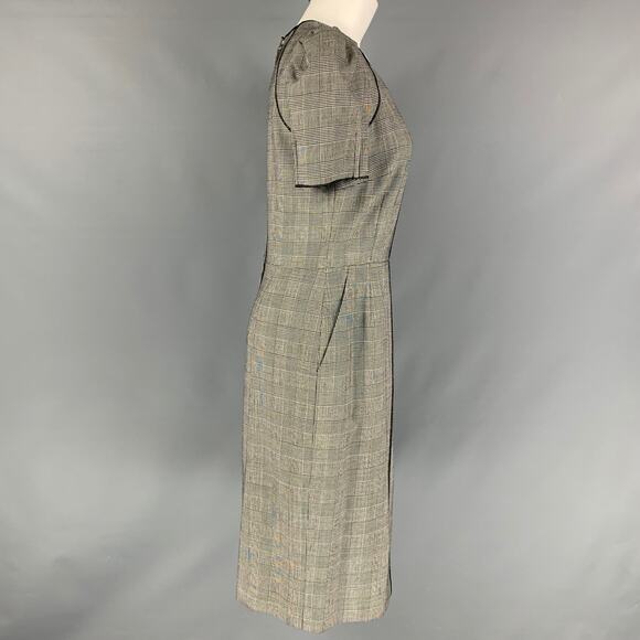 DOLCE & GABBANA 8 Black & White Wool & Elastane Glen plaid Short Sleeve Dress - Picture 2 of 4